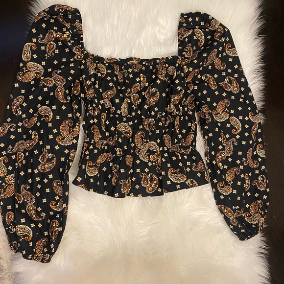 JustFab Paisley Multi Colour Long Sleeve Blouse - Picture 4 of 4